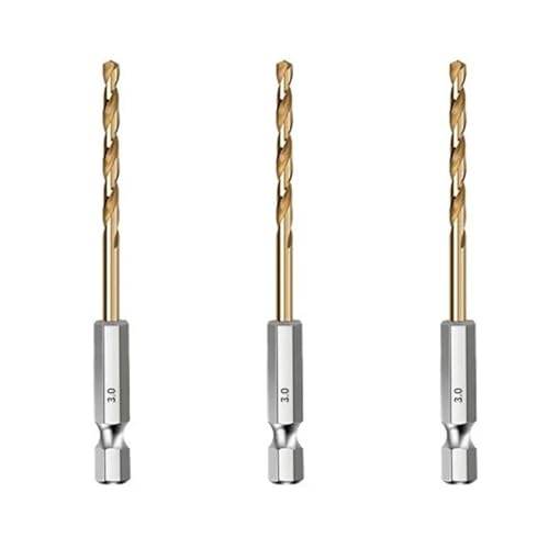 HSS-Gewindebohrer, HSS-Holzbohrer mit Titanbeschichtung, 1/4-Sechskantschaft, Größen 1,5–6,5 mm(3PCS 3.0mm) von EYRMQWJPC