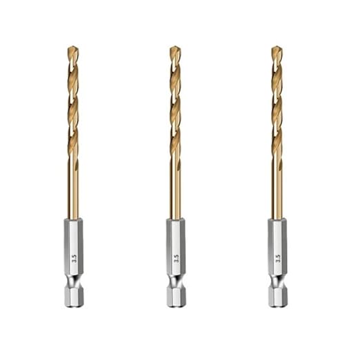 HSS-Gewindebohrer, HSS-Holzbohrer mit Titanbeschichtung, 1/4-Sechskantschaft, Größen 1,5–6,5 mm(3PCS 3.5mm) von EYRMQWJPC