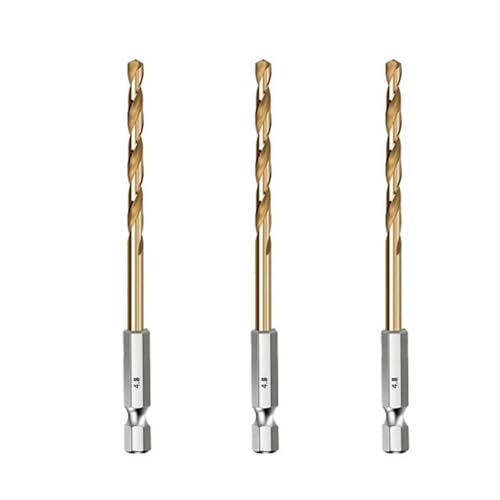 HSS-Gewindebohrer, HSS-Holzbohrer mit Titanbeschichtung, 1/4-Sechskantschaft, Größen 1,5–6,5 mm(3PCS 4.8m) von EYRMQWJPC