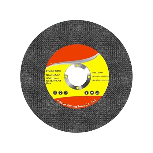 Kreisförmiges Präzisionsschneidewerkzeug 1 Stück Winkelschleifer Typ 100, 107, Doppelmasche, ultradünn, Metall, Edelstahl, Harz, gelb, 107 x 1,2 x 16(Black) von EYRMQWJPC