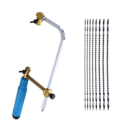 Schieben Säge. U-förmige Stichsäge mit verstellbarem Rahmen, Sägebogen, Schmuck, DIY-Handwerkzeuge for Holzbearbeitung, Handwerk mit 8 Stück/16 Stück Spiralklingen(Set1 with 8 blade) von EYRMQWJPC