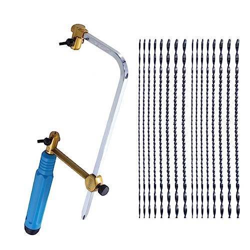 Schieben Säge. U-förmige Stichsäge mit verstellbarem Rahmen, Sägebogen, Schmuck, DIY-Handwerkzeuge for Holzbearbeitung, Handwerk mit 8 Stück/16 Stück Spiralklingen(Set2 with 16 blade) von EYRMQWJPC