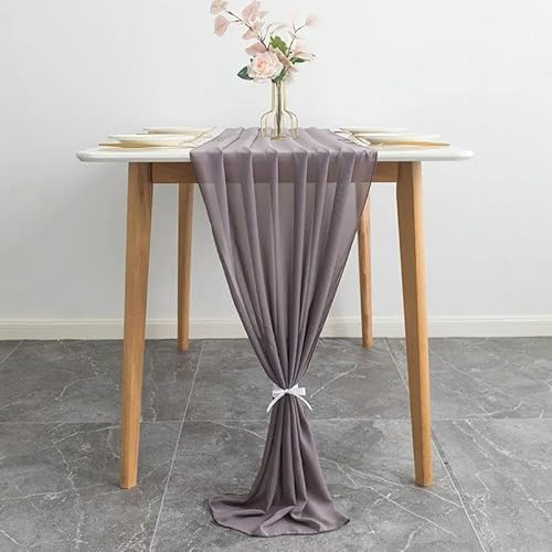 Tüll-Tischdekoration 70X300CM Hochzeit Chiffon Tischläufer Romantische Lange Sheer Gaze Esstisch Dekoration(Grey) von EYRMQWJPC