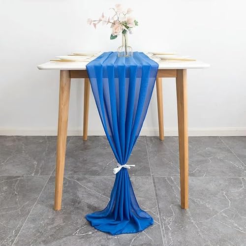 Tüll-Tischdekoration 70X300CM Hochzeit Chiffon Tischläufer Romantische Lange Sheer Gaze Esstisch Dekoration(Royal Blue) von EYRMQWJPC