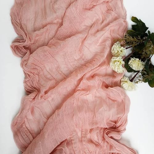 Tüll-Tischdekoration Semi-Sheer Personalisieren Retro Boho Esszimmer Vintage Hochzeit Decor Abendessen Tischdecke(Pink,90X400cm) von EYRMQWJPC
