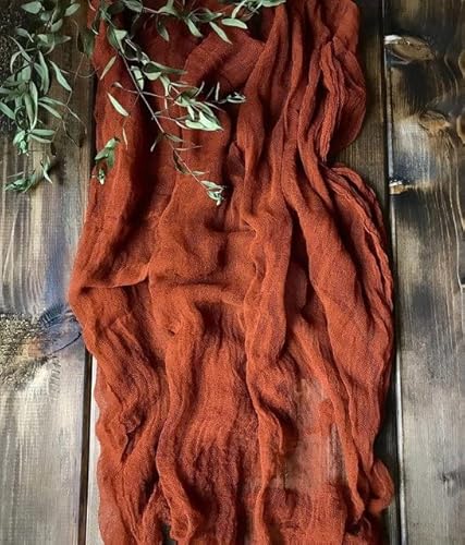 Tüll-Tischdekoration Semi-Sheer Personalisieren Retro Boho Esszimmer Vintage Hochzeit Decor Abendessen Tischdecke(Rust,90X400cm) von EYRMQWJPC