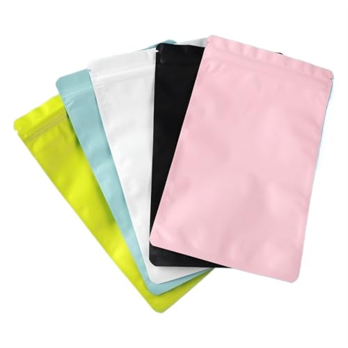 Verschließbare Probe Baggies, 50 Stück Mattschwarz Weiß Rosa Wärme Flache Beutel Zip-Lock Mylar Tasche(Black,14x20cm) von EYRMQWJPC