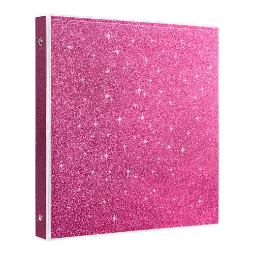EYROZILL Ringbuch mit 3 Ringen, 2,5 cm, Pink, modisches Sichtbuch mit 2 Taschen für Bürobedarf, wasserdicht, Dunkelrosa von EYROZILL