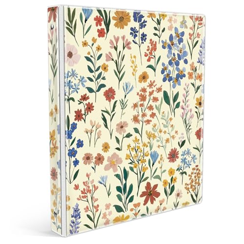 Eyrozill 3-Ringbuch, niedliches Design, dekorative Quittungsbücher, Haarkunden-Aufzeichnungen mit transparenten Innentaschen für Briefgröße (27,9 x 21,6 cm), Papier, PVC-Einband, Blüte von EYROZILL