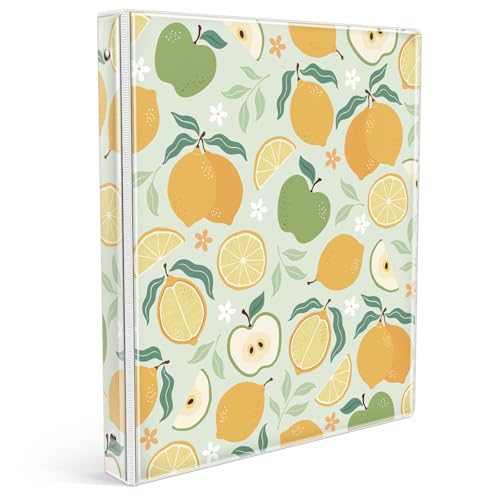 Eyrozill 3-Ringbuch, niedliches Design, dekorative Quittungsbücher, Haarkunden-Aufzeichnungen mit transparenten Innentaschen für Briefgröße (27,9 x 21,6 cm), Papier, PVC-Einband, Zitronengelb von EYROZILL