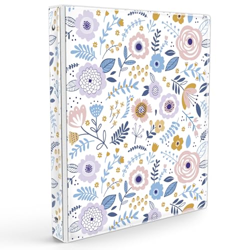 Eyrozill Florales 3-Ringbuch, 2,5 cm, dekorative Quittungsbücher, Haarkunden-Aufzeichnungen mit transparenten Innentaschen für Briefgröße (27,9 x 21,6 cm), Papier, PVC-Einband (floral) von EYROZILL