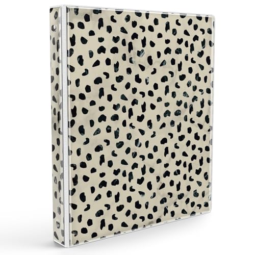 Eyrozill Niedliches 3-Ringbuch, 2,5 cm, dekorative Quittungsbücher, Haarkunden-Aufzeichnungen mit transparenten Innentaschen für Briefgröße (27,9 x 21,6 cm), PVC-Einband (Leopard, 2,5 cm) von EYROZILL