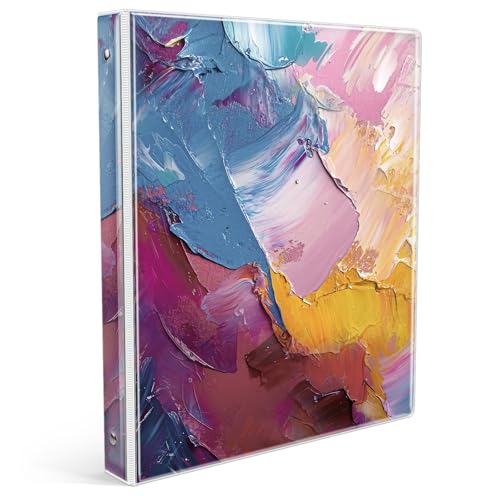 Eyrozill Niedliches 3-Ringbuch, 2,5 cm, dekorative Quittungsbücher, Haarkunden-Aufzeichnungen mit transparenten Innentaschen für Briefgröße (27,9 x 21,6 cm), Papier, PVC-Einband (Ölgemälde, 2,5 cm) von EYROZILL