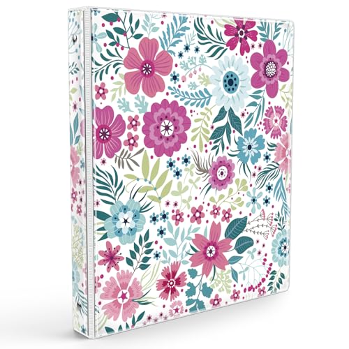 Eyrozill Niedliches 3-Ringbuch, 2,5 cm, dekorative Quittungsbücher, Haarkunden-Aufzeichnungen mit transparenten Innentaschen für Briefgröße (27,9 x 21,6 cm), Papier, PVC-Einband (bunt, 2,5 cm) von EYROZILL