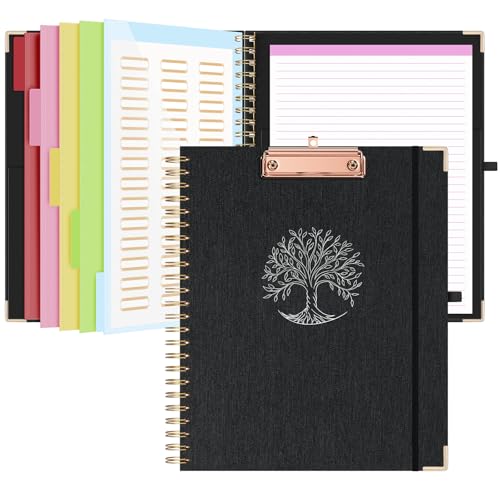 Spiralklemmbrett mit Taschen, schwarzes Leinen-Klemmbrett mit Stauraum, Klemmbrett mit Klammer, 21,6 x 27,9 cm, nachfüllbaren Notizbüchern für Krankenschwestern, Schule, Büro EYROZILL Spiralklemmbrett mit Taschen, schwarzes Leinen-Klemmbrett mit Stauraum, Klemmbrett mit Klammer, 21,6 x 27,9 cm, nachfüllbaren Notizbüchern für Krankenschwestern, Schule, Büro EYROZILL von EYROZILL