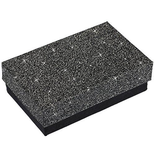 EYS JEWELRY Glitzer Schmuck-Etui für Kette mit Anhänger 50 x 80 x 26 mm Kartonage grau Halskette-Box Schachtel Schatulle Geschenk-Verpackung von EYS JEWELRY