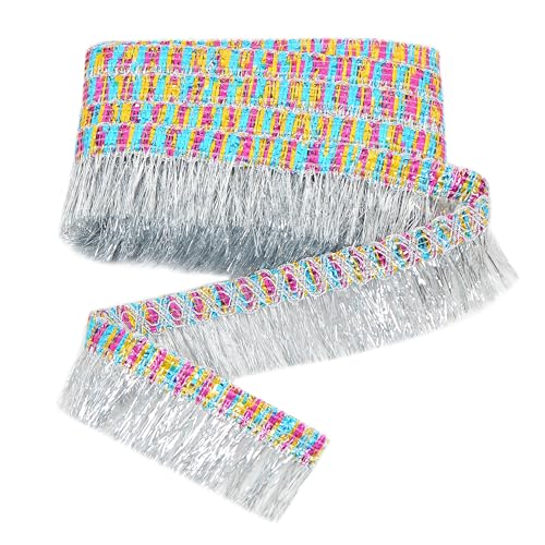 Fransenquaste Spitzenborte 9,1 m 5,6 cm breit, Nähborte für DIY Handwerk Kleidung Vorhang Lampenschirm Tischdecke Bühnendekoration Silber Fransenquaste Spitzenborte 9,1 m 5,6 cm breit, Nähborte für DIY Handwerk Kleidung Vorhang Lampenschirm Tischdecke Bühnendekoration Silber von EZ Trims