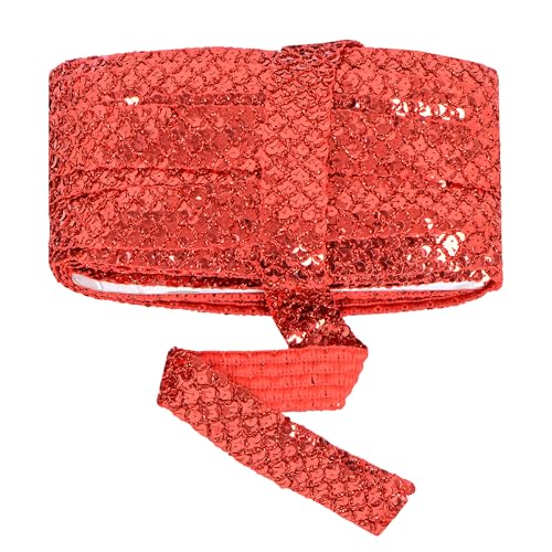 Paillettenbesatz zum Nähen, 3,1 cm, 6 Reihen, 22,7 m Glitzer-Paillettenband, Metallic, Stretch, Bling-Stoff, DIY, Basteln, Dekoration, Rot von EZ Trims