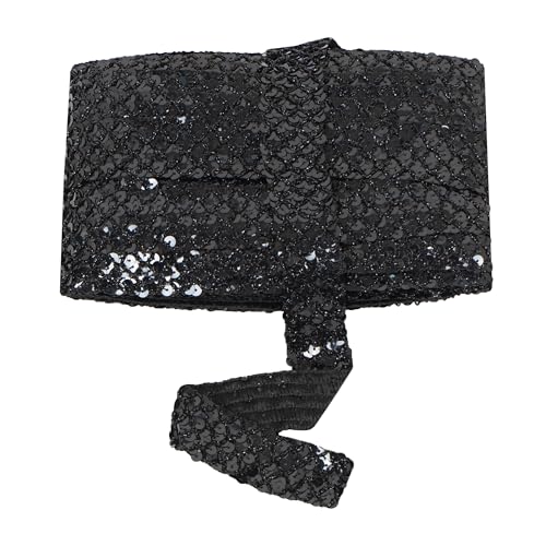 Paillettenbesatz zum Nähen, 3,1 cm, 6 Reihen, 22,7 m Glitzer-Paillettenband, Metallic, Stretch, Bling-Stoff, DIY, Basteln, Dekoration, Schwarz von EZ Trims