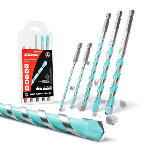 EZARC 5tlg Bohrer Set, Hartmetall-Sechskantbohrer, Professionelles Mehrzweckbohrer Set, für Metall, Stein, Ziegel, Holz und Diverse Kunststoffe, Ø4mm/5mm/6mm/8mm/10mm EZARC 5tlg Bohrer Set, Hartmetall-Sechskantbohrer, Professionelles Mehrzweckbohrer Set, für Metall, Stein, Ziegel, Holz und Diverse Kunststoffe, Ø4mm/5mm/6mm/8mm/10mm von EZARC