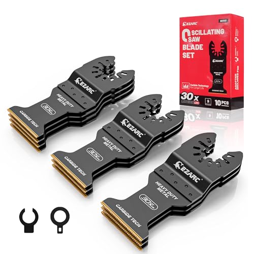 EZARC 10 tlg Multitool Sägeblätter aus Carbide Hartmetall Multitool Oszillierwerkzeug-Zubehör Ideal für Schneiden von Metall, Stahlnägel, Bolzen, Schrauben EZARC 10 tlg Multitool Sägeblätter aus Carbide Hartmetall Multitool Oszillierwerkzeug-Zubehör Ideal für Schneiden von Metall, Stahlnägel, Bolzen, Schrauben von EZARC