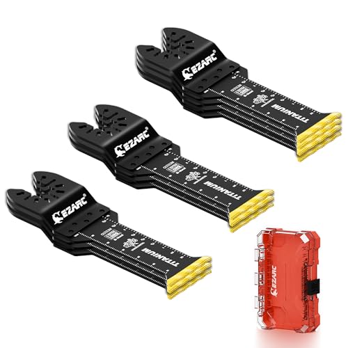 EZARC 10tlg Multitool Sägeblätter aus Titan, extra langes oszillierendes Zubehör Set, zum Schneiden von Metall, Holznägeln Multifunktionswerkzeug Zubehör von EZARC