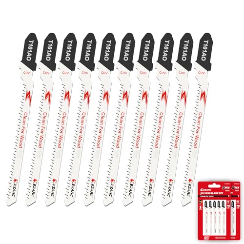 EZARC 10tlg Stichsägeblätter T101AO für sauberes und präzises Schneiden Holzschneiden, 20 TPI T-Schaft Stichsägeblatt Set aus CRV, gebogenes und gewelltes Schneiden EZARC 10tlg Stichsägeblätter T101AO für sauberes und präzises Schneiden Holzschneiden, 20 TPI T-Schaft Stichsägeblatt Set aus CRV, gebogenes und gewelltes Schneiden von EZARC