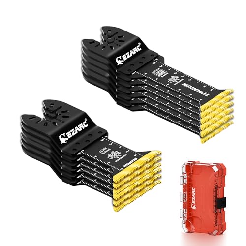EZARC 12tlg Multitool Sägeblätter aus Titan, Standard-Länge & Extra lang-Set, Oszillierendes Zubehör Set, zum Schneiden von Metall, Holznägeln Multifunktionswerkzeug Zubehör von EZARC