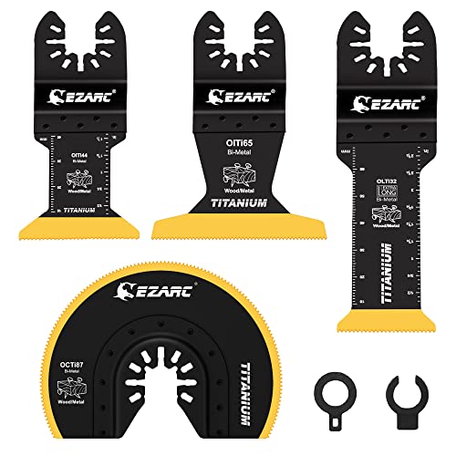 EZARC 4 tlg Multitool Sägeblätter Titan Multitool Klingen Kits Oszillierende Sägeblätter zum Schneiden von Metall, Holznägeln, Schrauben Universal Schnellwechsel Oszillierendes Zubehör EZARC 4 tlg Multitool Sägeblätter Titan Multitool Klingen Kits Oszillierende Sägeblätter zum Schneiden von Metall, Holznägeln, Schrauben Universal Schnellwechsel Oszillierendes Zubehör von EZARC