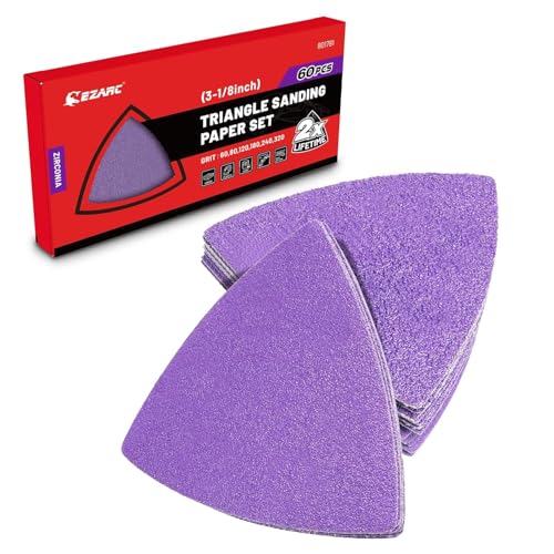 EZARC Schleifpapier Dreieckschleifer 60 Stück, Zirkonoxid Schleifpapier 80 x 80 x 80 mm Multitool Schleifdreiecke, 60/80/120/180/240/320 Körnung mit Klett, für Holz, Metall, Trockenbau EZARC Schleifpapier Dreieckschleifer 60 Stück, Zirkonoxid Schleifpapier 80 x 80 x 80 mm Multitool Schleifdreiecke, 60/80/120/180/240/320 Körnung mit Klett, für Holz, Metall, Trockenbau von EZARC
