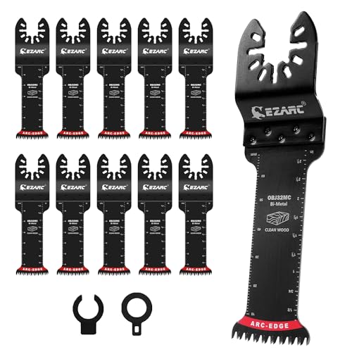 EZARC Japanzahn Oszillierende Sägeblätter - 10 Stück Extra-Lang, Bogenkanten Bimetall, für Holz & Kunststoff, universelles Schnellwechsel-Set. von EZARC