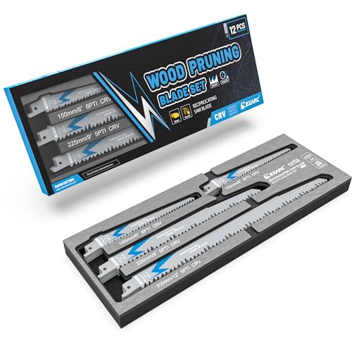 EZARC Säbelsägeblätter Set 12tlg für Holz, Zubehör Säbelsäge, für Baumschnitt, Holz-/Nassholzschneiden mit Organizer-Box, langlebig und scharf, 150mm/225mm/300mm EZARC Säbelsägeblätter Set 12tlg für Holz, Zubehör Säbelsäge, für Baumschnitt, Holz-/Nassholzschneiden mit Organizer-Box, langlebig und scharf, 150mm/225mm/300mm von EZARC