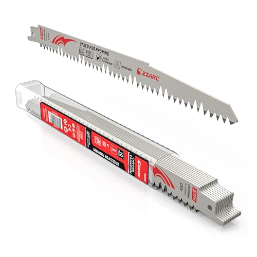 EZARC Säbelsägeblätter für Holz 10tlg 225mm, Astsägeblätter mit geschliffenen Fleam-Zähnen, Zubehör Säbelsäge zum Baumbeschneiden, Holz-/Nassholzschneiden von EZARC