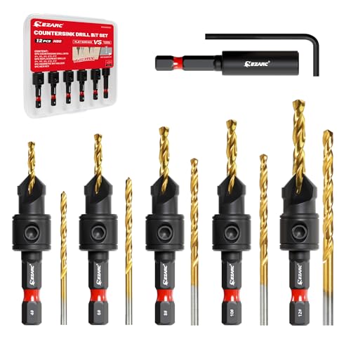 EZARC Senkbohrer Holz, 12 tlg Senker Bohrer Set für Holzbearbeitung, #4, #6, #8, #10, #12, Magnetischer Verlängerter Bithalter mit Aufbewahrungsbox EZARC Senkbohrer Holz, 12 tlg Senker Bohrer Set für Holzbearbeitung, #4, #6, #8, #10, #12, Magnetischer Verlängerter Bithalter mit Aufbewahrungsbox von EZARC
