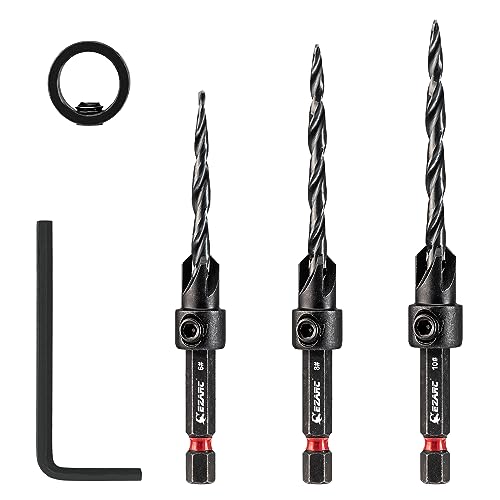 EZARC Senkbohrer Set für Holz, 5 tlg. Bohrer mit Senker Holzbohrer Kegelsenker Set 1/4" Hex Schaft mit Holzstopfen Schneider für Holzverarbeitung. EZARC Senkbohrer Set für Holz, 5 tlg. Bohrer mit Senker Holzbohrer Kegelsenker Set 1/4" Hex Schaft mit Holzstopfen Schneider für Holzverarbeitung. von EZARC