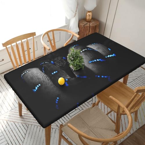 EZDLOWVBA 3D-Tischdecke mit Schlangen-Druck, wasserdicht, elastischer Rand, Kunststoff-Tischdecke, passend für Klapptische für Picknick, Camping, Outdoor (76 x 152 cm) von EZDLOWVBA