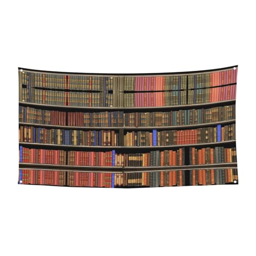 EZDLOWVBA Bibliotheks-Bücherregal-Druck, 4 Ösen, Ösen in jeder Ecke, Polyester-Banner, lustige Flaggen, 90 x 180 cm von EZDLOWVBA