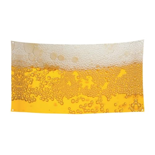 EZDLOWVBA Bierschaum-Flagge, 4 Ösen, Ösen in jeder Ecke, Polyester-Banner, lustige Flaggen, 90 x 180 cm von EZDLOWVBA