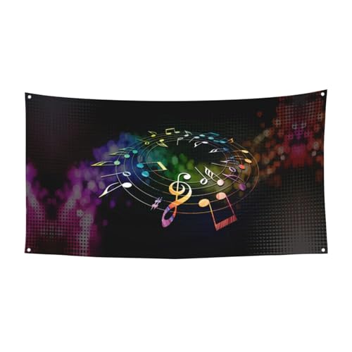 EZDLOWVBA Bunte Flagge mit Musiknoten-Druck, 4 Ösen, Ösen in jeder Ecke, Polyester-Banner, lustige Flaggen, 90 x 180 cm EZDLOWVBA Bunte Flagge mit Musiknoten-Druck, 4 Ösen, Ösen in jeder Ecke, Polyester-Banner, lustige Flaggen, 90 x 180 cm von EZDLOWVBA