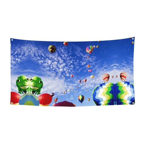 EZDLOWVBA Bunte Heißluftballon-Flagge, 4 Ösen, Ösen an jeder Ecke, Polyester-Banner, lustige Flaggen, 90 x 180 cm von EZDLOWVBA