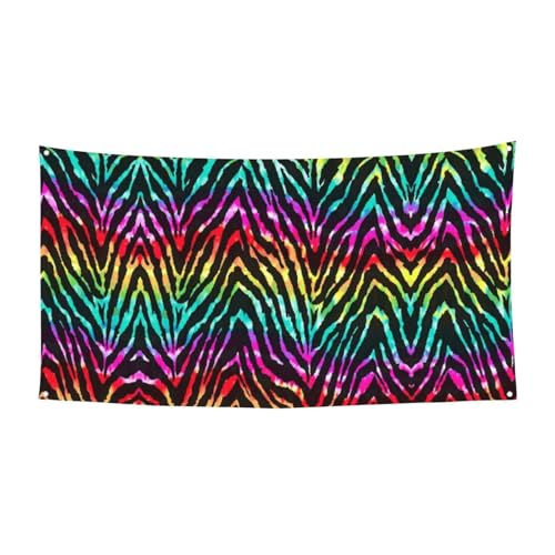 EZDLOWVBA Bunte Regenbogen-Flagge mit Zebramuster, 4 Ösen, Ösen an jeder Ecke, Polyester-Banner, lustige Flaggen, 90 x 180 cm EZDLOWVBA Bunte Regenbogen-Flagge mit Zebramuster, 4 Ösen, Ösen an jeder Ecke, Polyester-Banner, lustige Flaggen, 90 x 180 cm von EZDLOWVBA