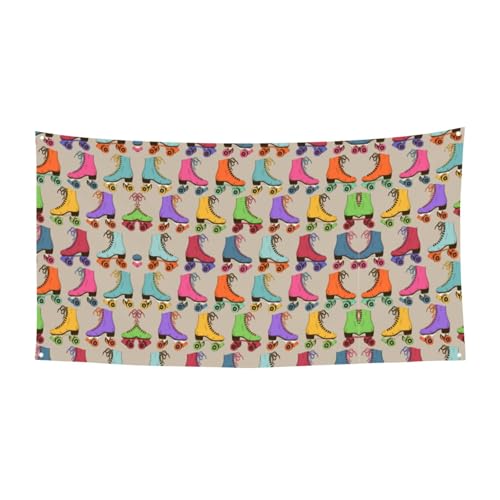 EZDLOWVBA Bunte Rollschuh-Flagge, 4 Ösen, Ösen an jeder Ecke, Polyester-Banner, lustige Flaggen, 90 x 180 cm EZDLOWVBA Bunte Rollschuh-Flagge, 4 Ösen, Ösen an jeder Ecke, Polyester-Banner, lustige Flaggen, 90 x 180 cm von EZDLOWVBA