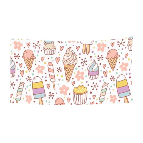 EZDLOWVBA Eiscreme-Flagge mit 2 Aufdruck, 4 Ösen, Ösen an jeder Ecke, Polyester-Banner, lustige Flaggen, 90 x 180 cm von EZDLOWVBA