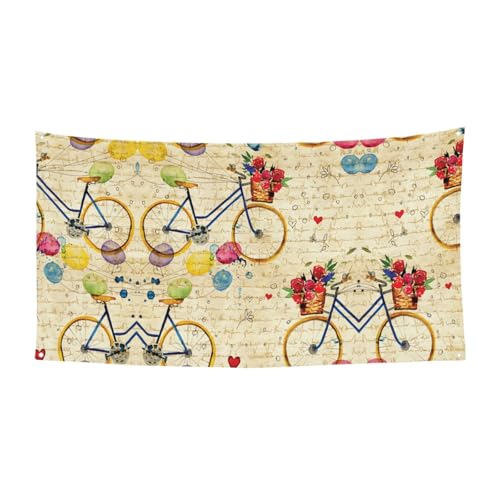 EZDLOWVBA Fahrradflagge mit Blumenmuster, 4 Ösen, Ösen an jeder Ecke, Polyester-Banner, lustige Flaggen, 90 x 180 cm von EZDLOWVBA