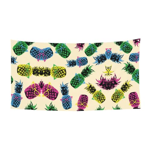 EZDLOWVBA Flagge mit Ananas-Druck, 4 Ösen, Ösen an jeder Ecke, Polyester-Banner, lustige Flaggen, 90 x 180 cm von EZDLOWVBA