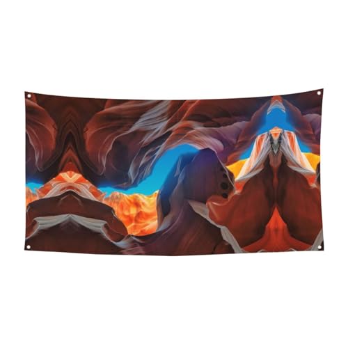 EZDLOWVBA Flagge mit Antilope-Canyon-Druck, 4 Ösen, Ösen an jeder Ecke, Polyester-Banner, lustige Flaggen, 90 x 180 cm von EZDLOWVBA