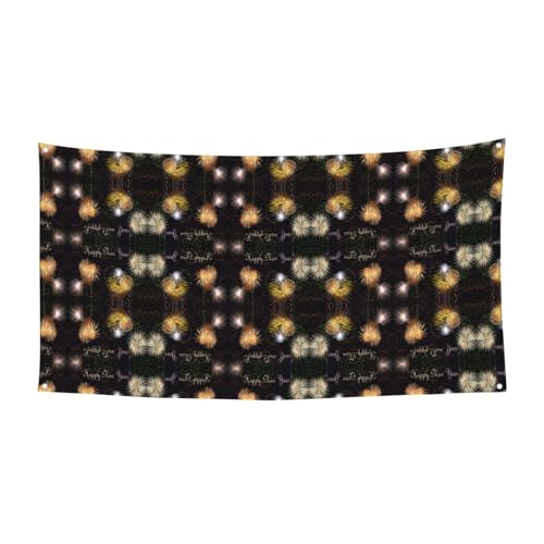 EZDLOWVBA Flagge mit Aufdruck "Happy New Year", 4 Ösen, Ösen in jeder Ecke, Polyester-Banner, lustige Flaggen, 90 x 180 cm von EZDLOWVBA