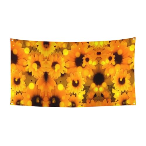 EZDLOWVBA Flagge mit Cartoon-Sonnenblumen-Druck, 4 Ösen, Ösen an jeder Ecke, Polyester-Banner, lustige Flaggen, 90 x 180 cm von EZDLOWVBA