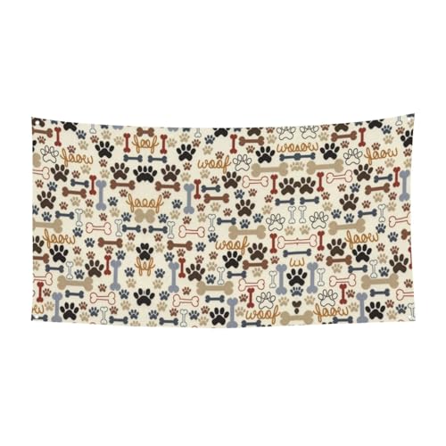 EZDLOWVBA Flagge mit Hundeknochen, Pfotenabdruck, 4 Ösen, Ösen an jeder Ecke, Polyester-Banner, lustige Flaggen, 90 x 180 cm von EZDLOWVBA