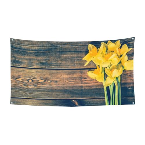 EZDLOWVBA Flagge mit Narzissen-Druck, 4 Ösen, Ösen an jeder Ecke, Polyester-Banner, lustige Flaggen, 90 x 180 cm von EZDLOWVBA